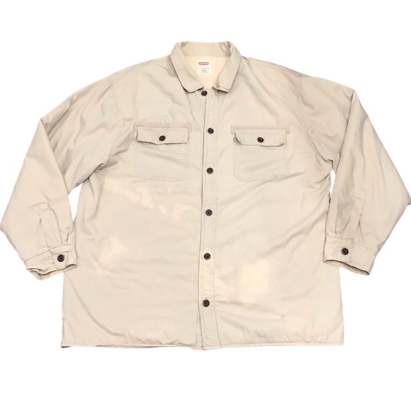 Levis Mens Fleece Lined Shirt Jacket Size 3XL Canvas Chore Barn Shacket Grunge - Picture 1 of 16